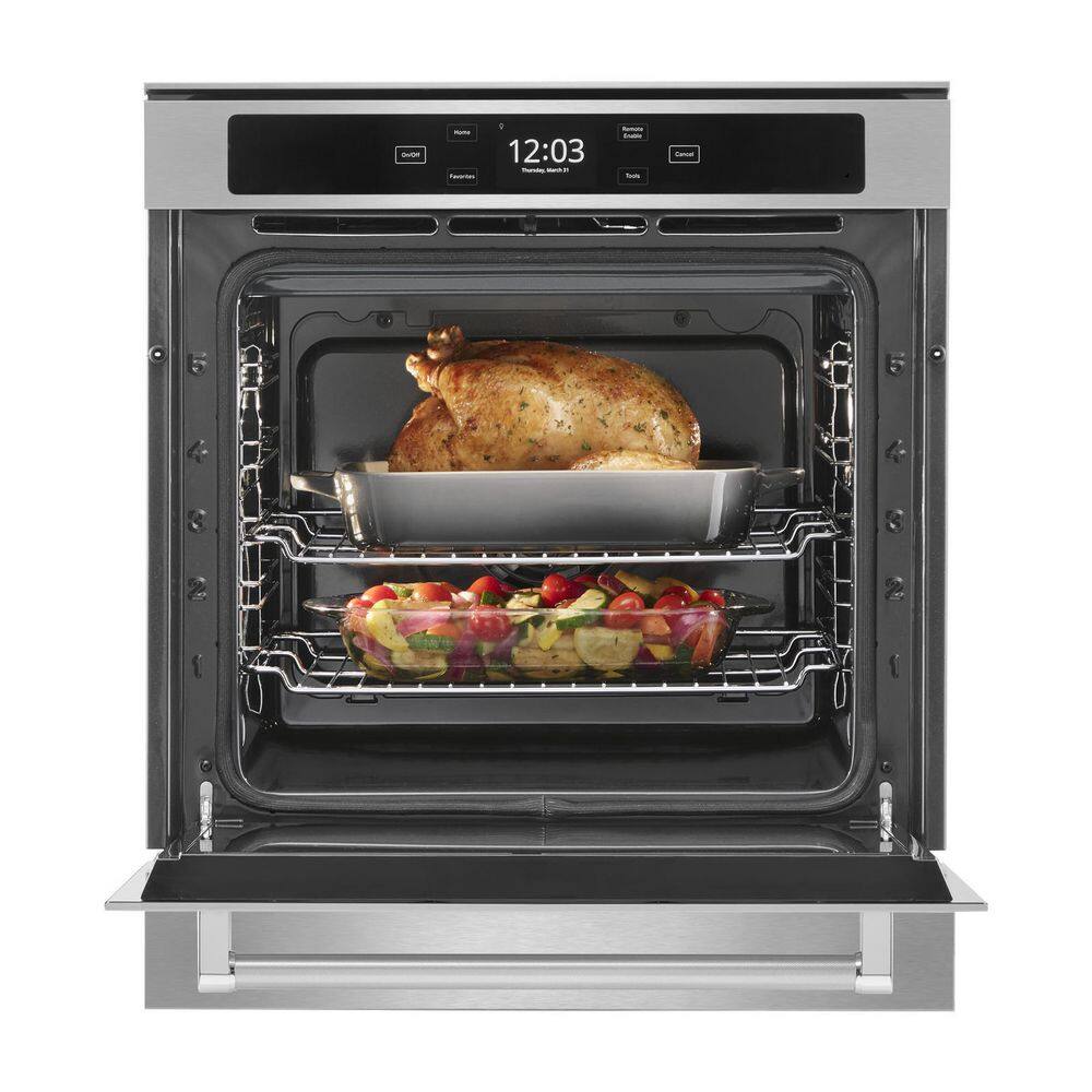 KitchenAid 24 in. Single Electric Wall Oven in Fingerprint Resistant Stainless Steel KOSC504PPS