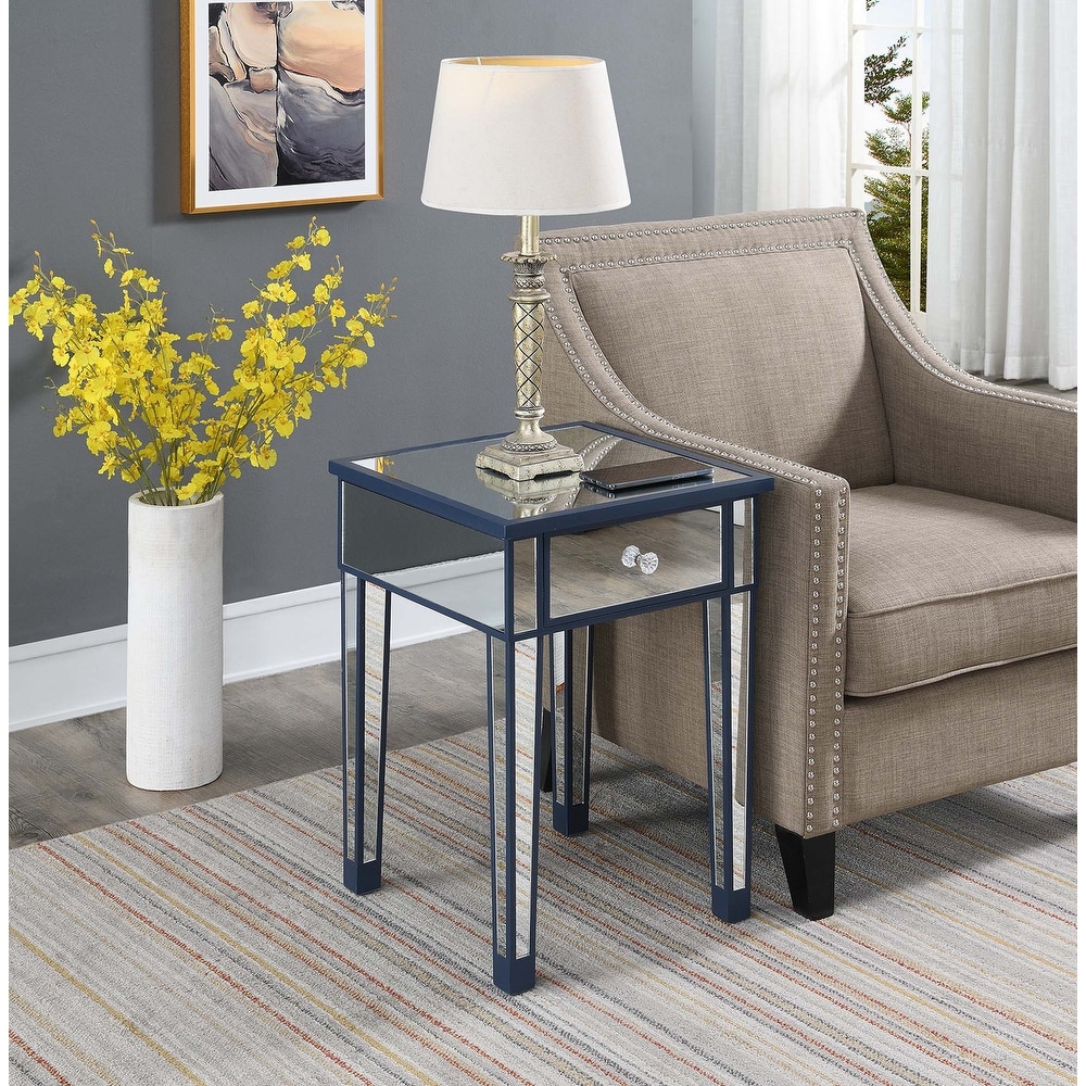 Convenience Concepts Gold Coast Mirrored 1 Drawer End Table