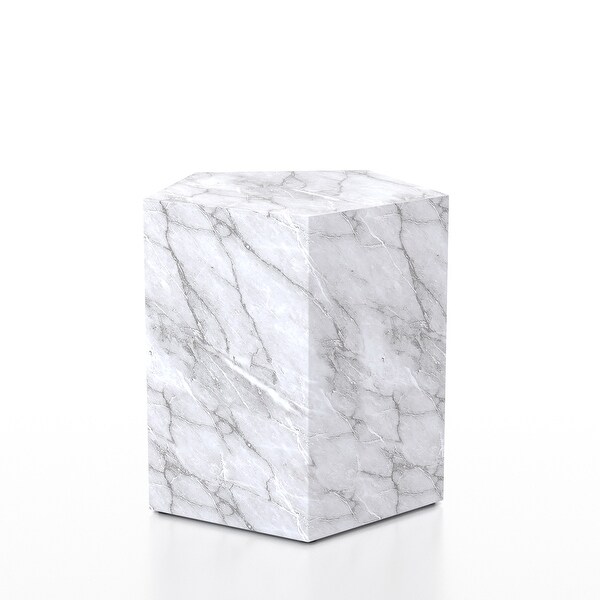 Furniture of America Alma Modern Faux Marble 19-inch Side Table