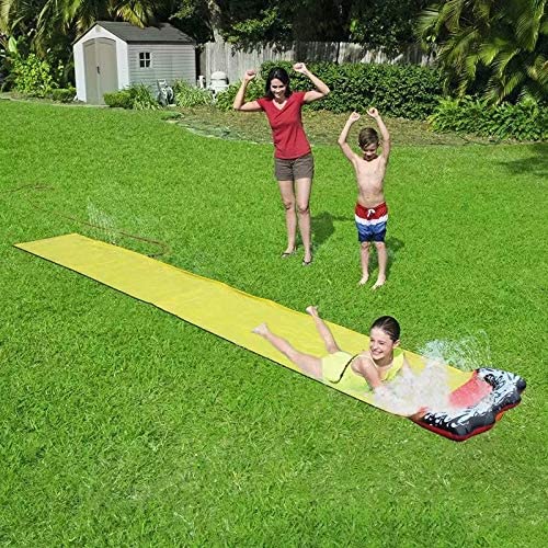 Slip and Slides for Kids Backyard， Children Summer Garden Lawn Water Slide Games Outdoor Water Toys with Splash Sprinkler-Yellow