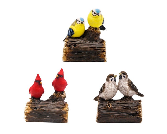 Alpine Assorted Birds on Log with Motion Sensor Chirping - SLL1032ABB