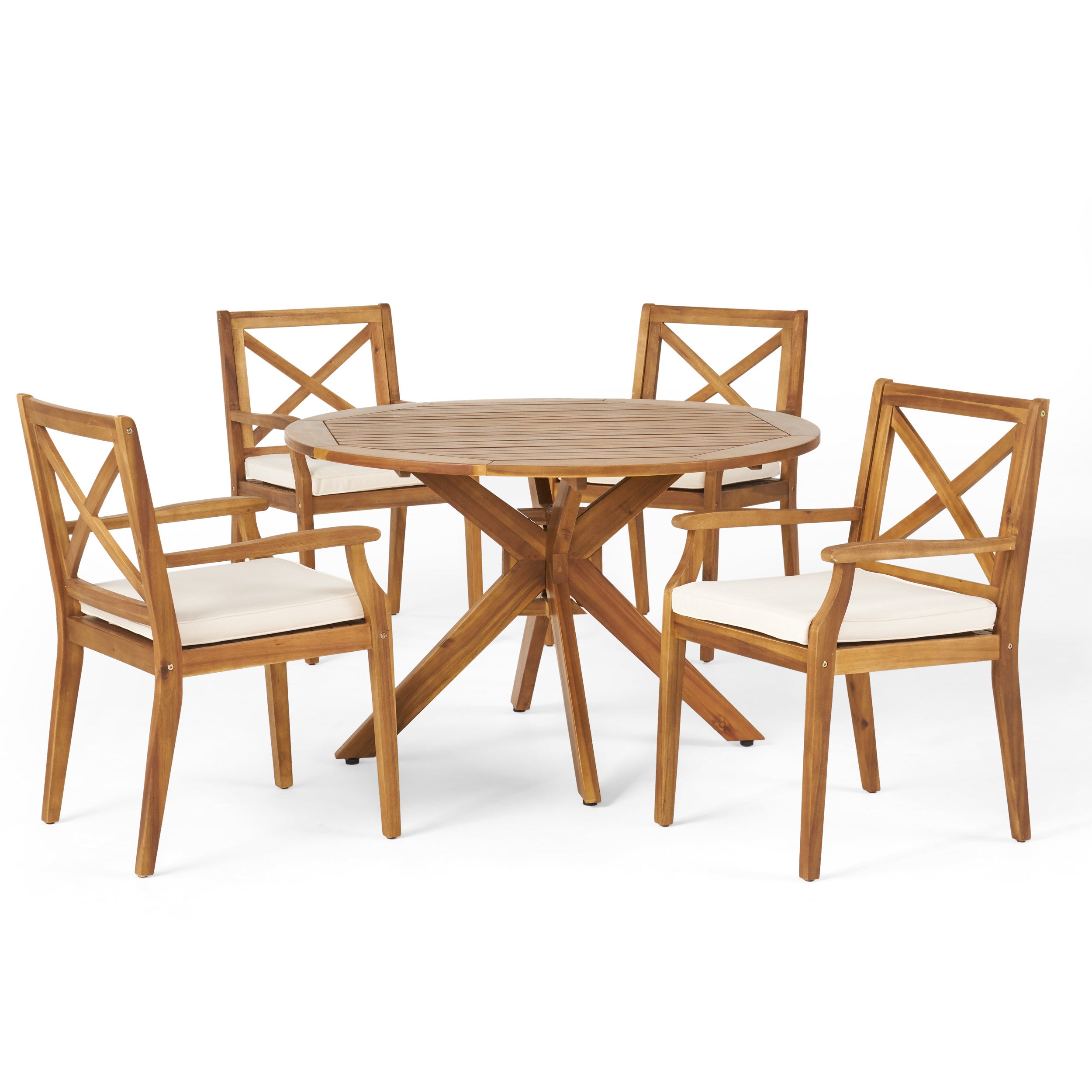 Jordan Outdoor 5 Piece Acacia Wood Dining Set