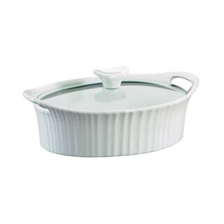 Corningware French White 1.5-Qt Oval Ceramic Casserole Dish with Glass Cover 1105929