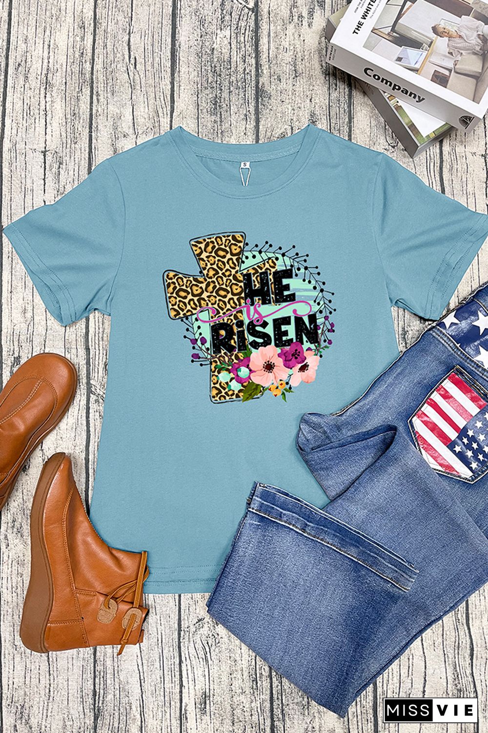 He Is Risen Easter Short Sleeve Graphic Tee Wholesale