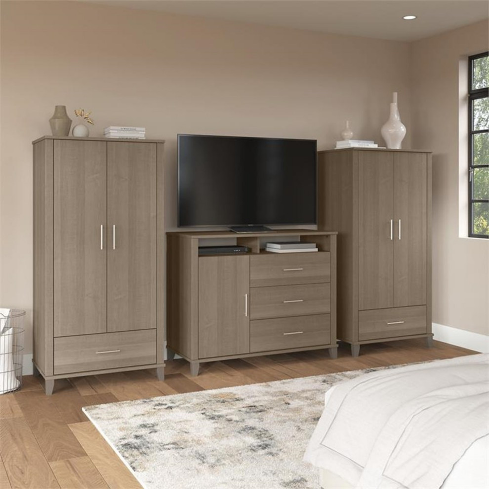 Somerset Armoire Cabinets  ampDresser TV Stand in Ash Gray   Engineered Wood   Media Cabinets   by Homesquare  Houzz