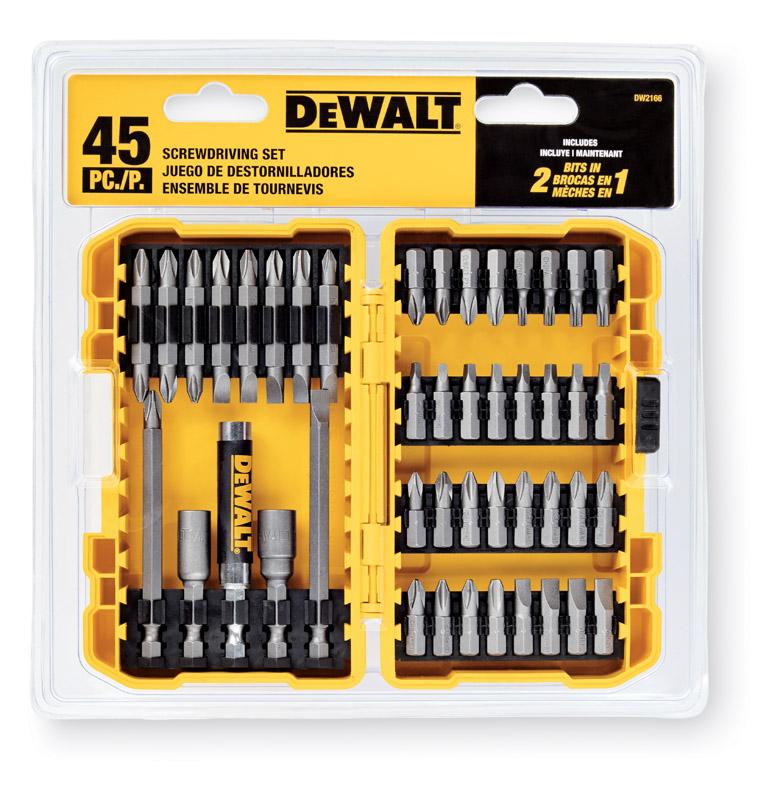 DW 2 in. L Screwdriving Set Heat-Treated Steel 45 pc