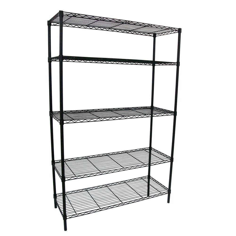 HDX 5-Tier Steel Wire Shelving Unit in Black (36 in. W x 72 in. H x 16 in. D) 21656PS-1