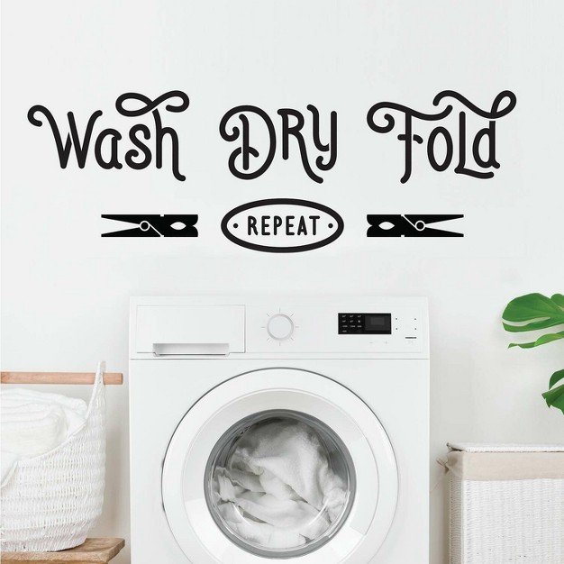 Wash Dry Fold Repeat Peel And Stick Wall Decal Black Roommates