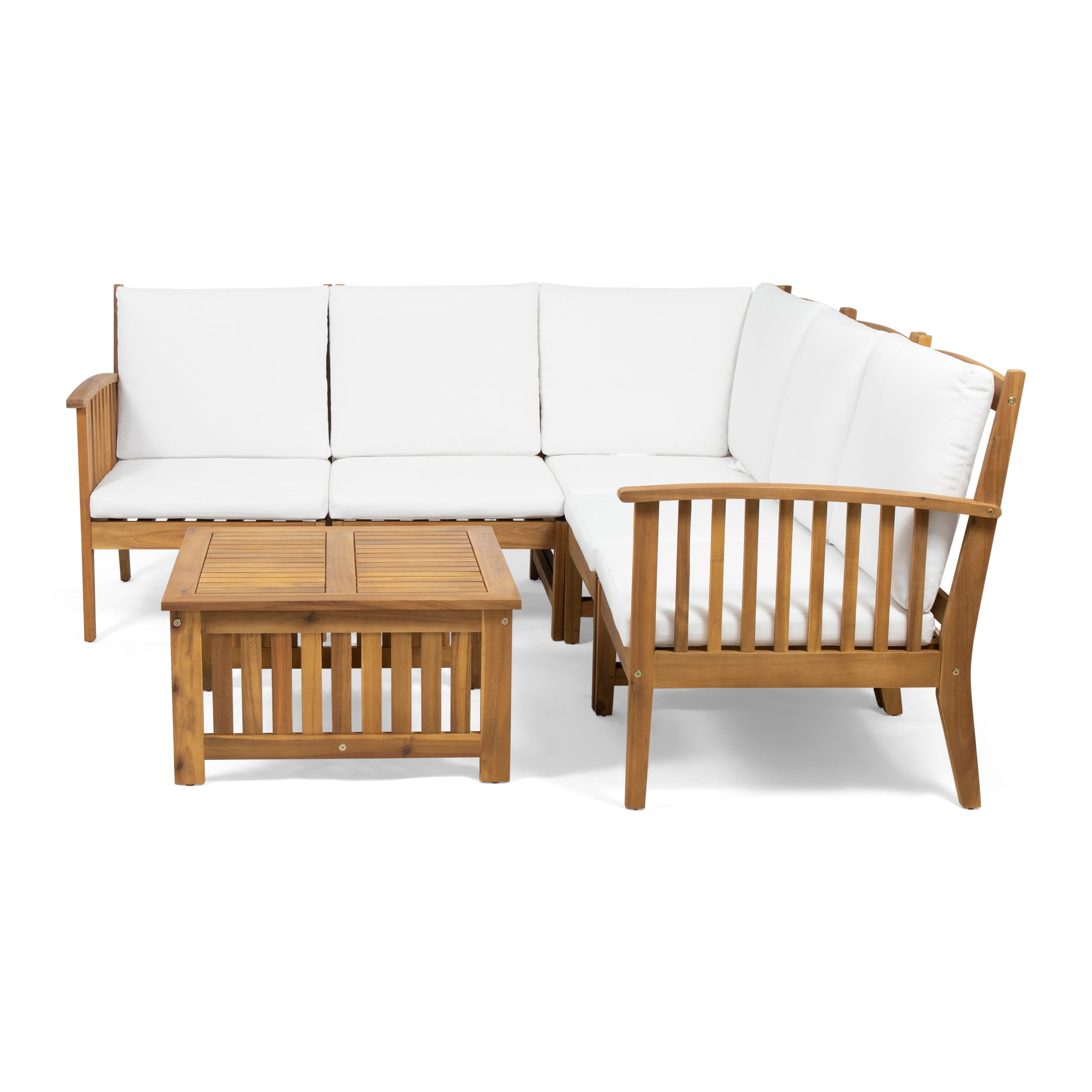 Maud Outdoor 5 Seater Acacia Wood Sofa Sectional Set