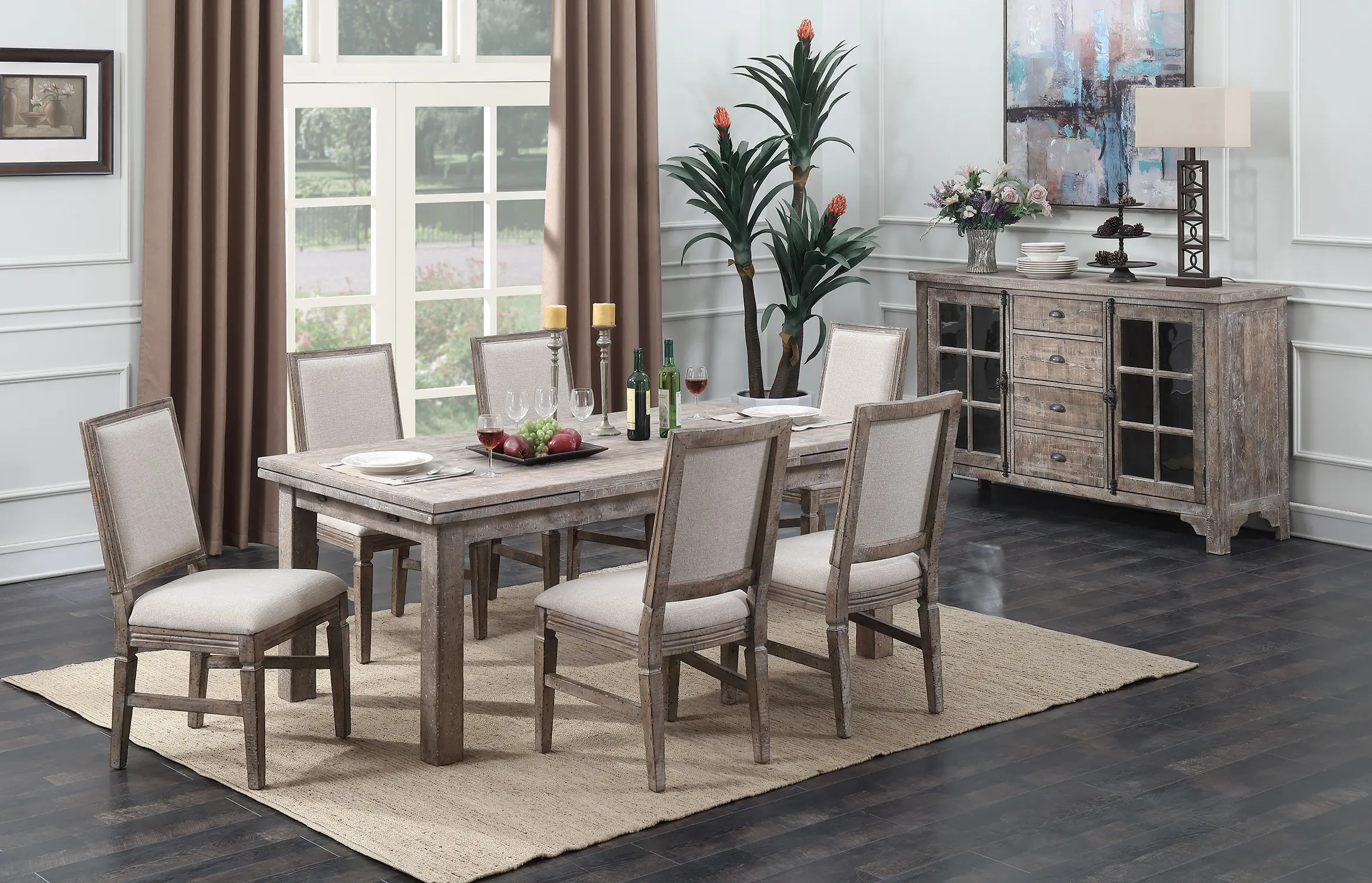 Interlude II Weathered Pine 5 Piece Dining Room Set