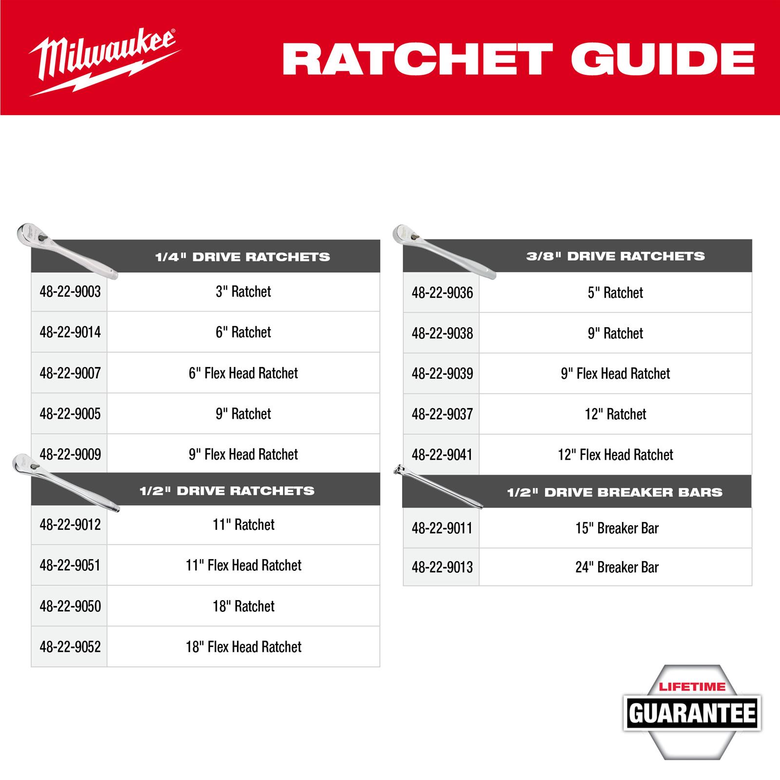 Milwaukee Tool 48-22-9041 Milwaukee Flex Head Ratchets