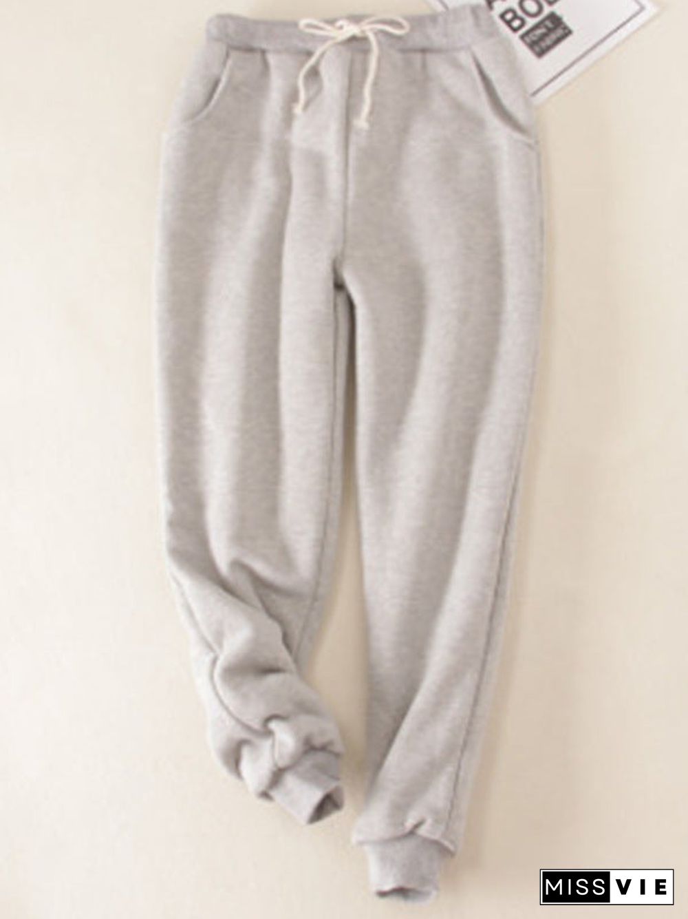 Casual Fluff/Granular fleece fabric Loose H-line Pants