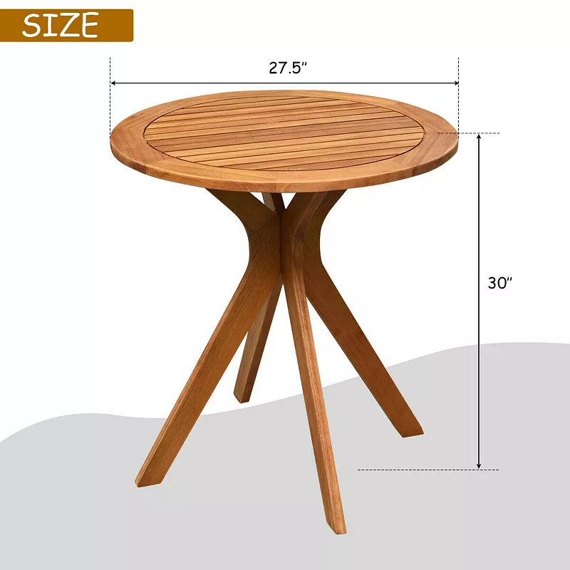 27 InchOutdoor Round Solid Wood Coffee Side Bistro Table