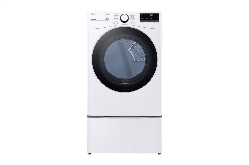 Lg DLE3600W 7.4 Cu. Ft. Ultra Large Capacity Smart Wi-Fi Enabled Front Load Electric Dryer With Built-In Intelligence