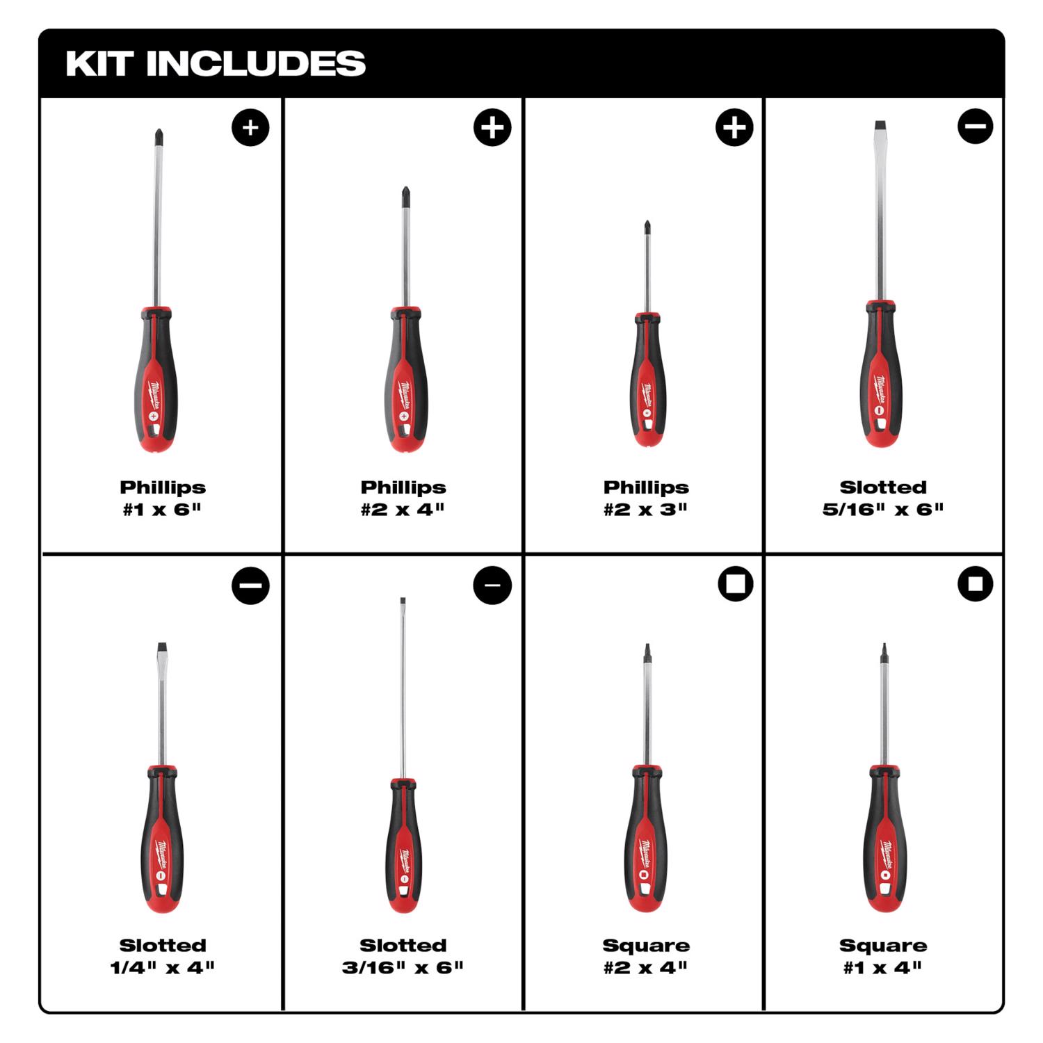 MW Square Screwdriver Kit 8 pc