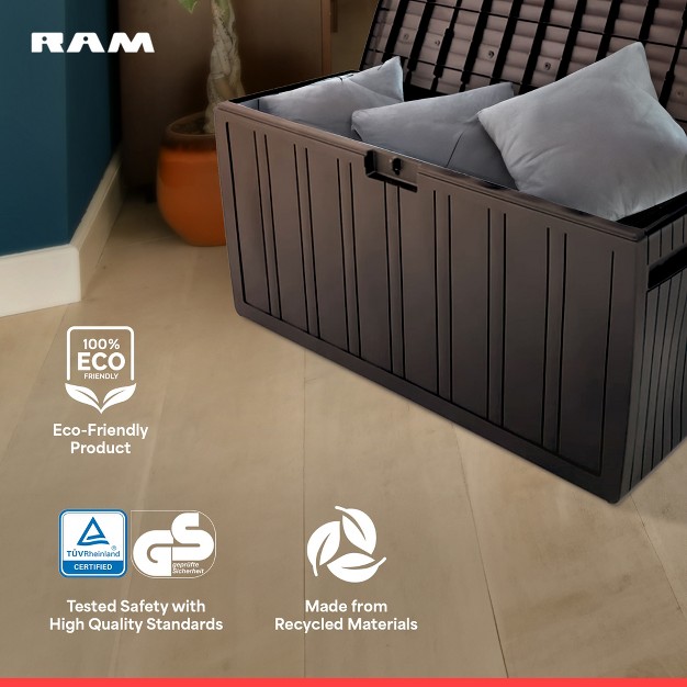 Ram Quality Products Large Outdoor Storage Deck Box Organizer Bin Waterproof Patio Furniture