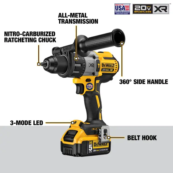 DEWALT 20V MAX* XR 3-Speed 1/2 Hammer Drill/Driver Kit