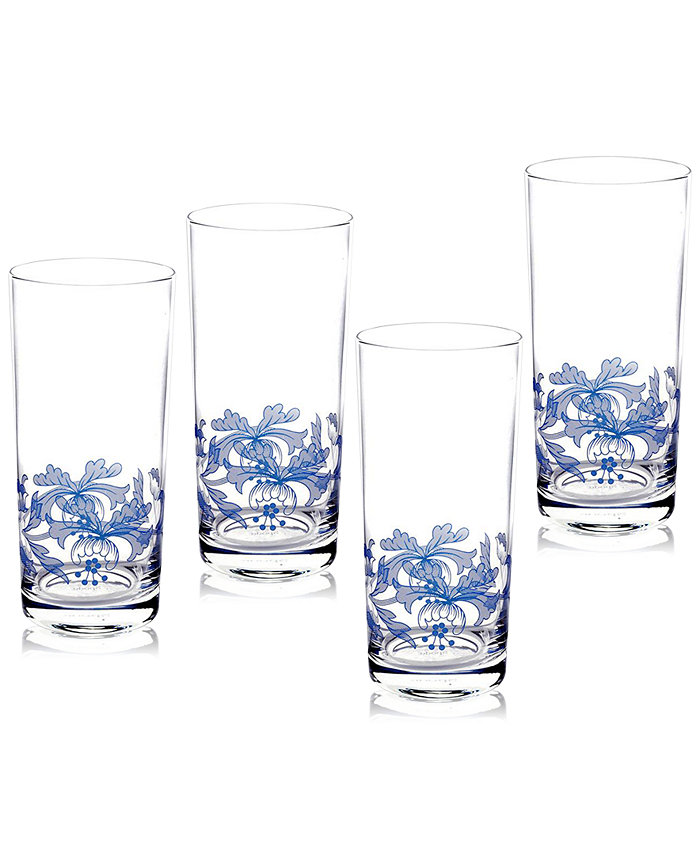 Spode Blue Italian Highball Glasses Set of 4