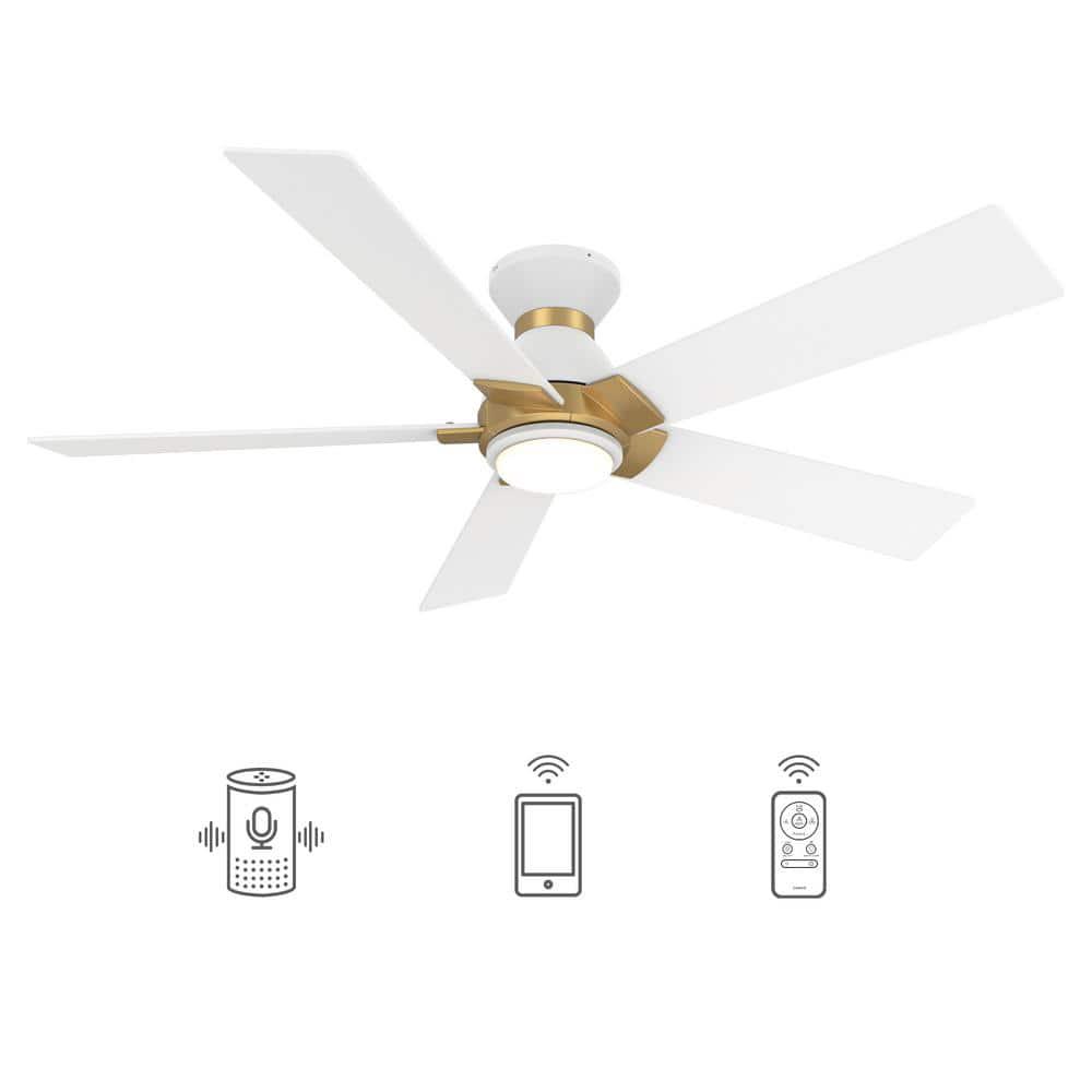 CARRO Aspen 48 in Dimmable LED IndoorOutdoor White Smart Ceiling Fan with Light and Remote Works with AlexaGoogle Home