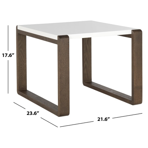 SAFAVIEH Mid-Century Modern Bartholomew White/ Dark Brown Lacquer End Table - 21.6