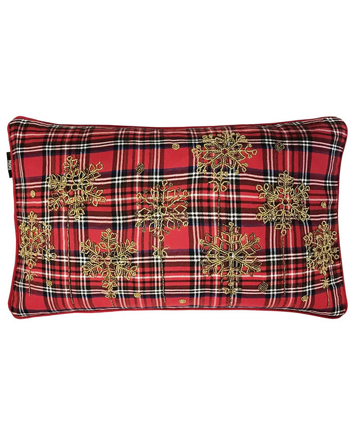 Mod Lifestyles Christmas Snowflakes Plaid Pillow， 22