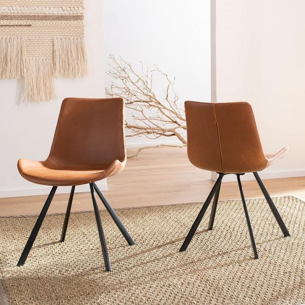 Franky Mid century Modern Dining Chair set of 2 Cognac / Black   Midcentury   Dining Chairs   by AED Luxury Home Decor  Houzz