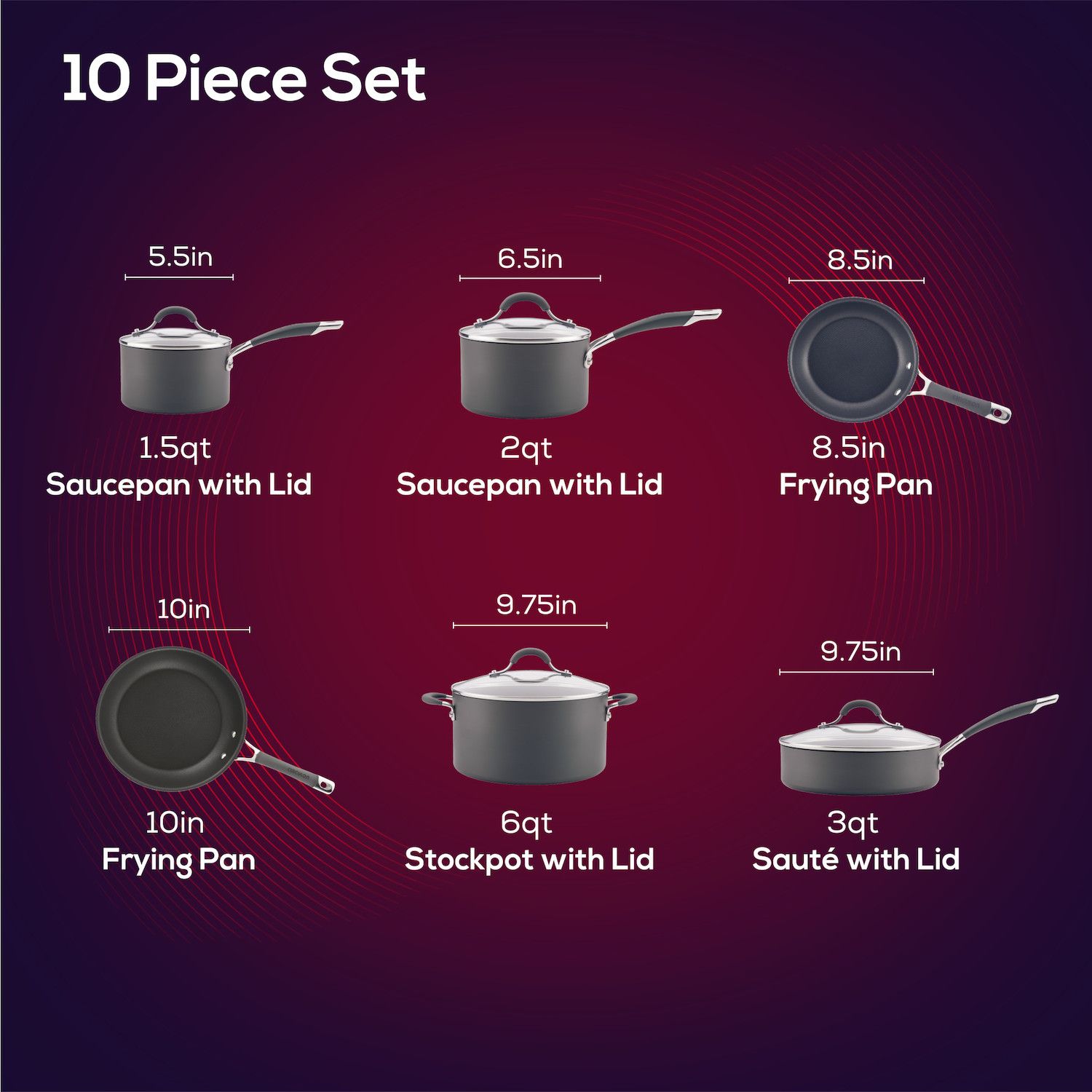 Circulon Radiance 10-pc. Hard-Anodized Nonstick Cookware Set