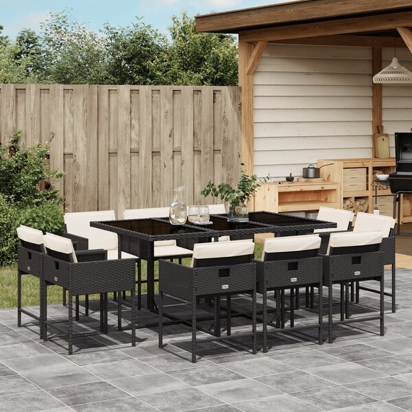 vidaX Patio Dining Set with Cushions Poly Rattan