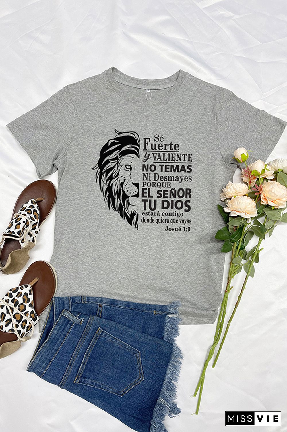 Se Fuerye y Valiente Josue 19 Be Strong Short Sleeve Graphic Tee Wholesale