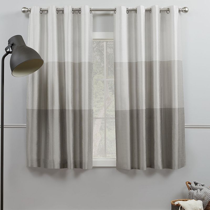 Exclusive Home 2-pack Chateau Striped Faux Silk Window Curtain Set