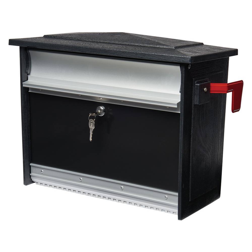 Architectural Mailboxes Mailsafe Black Medium Aluminum and Plastic Locking Wall Mount Mailbox MSK00BAM