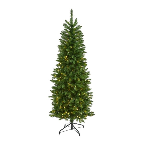 6' Slim Green Mountain Pine Christmas Tree with 250 Clear LED Lights