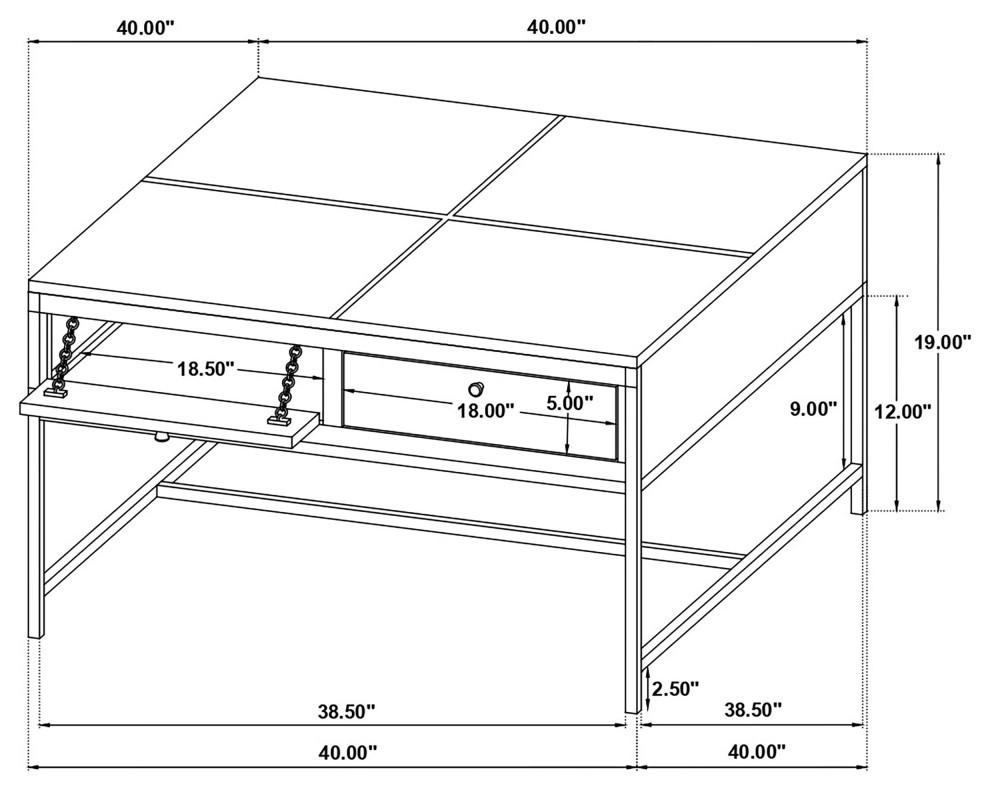 Stephie 4 drawer Square Clear Glass Top Coffee Table Honey Brown   Modern   Coffee Tables   by Modon  Houzz