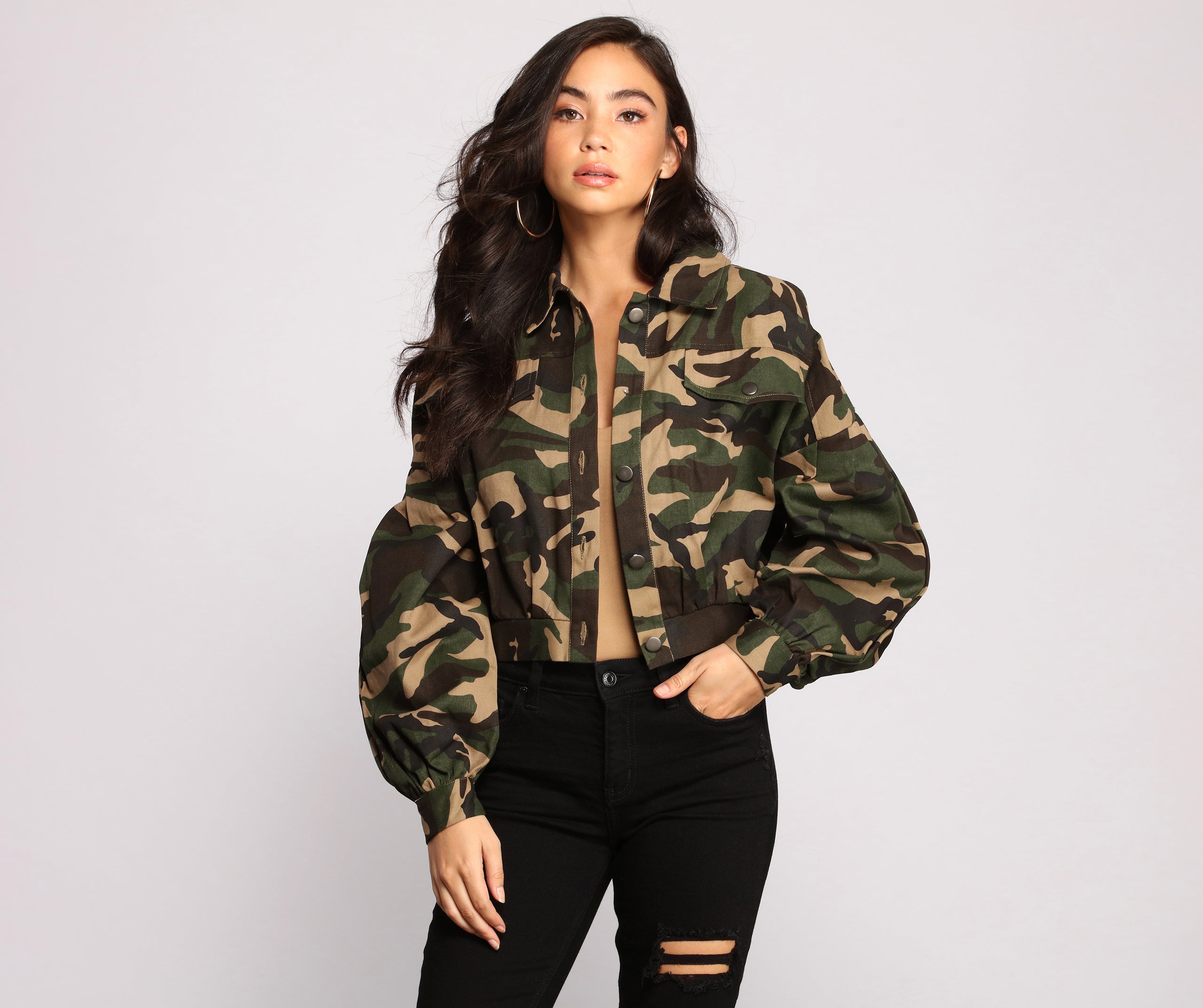 Camo Cutie Button-Front Jacket