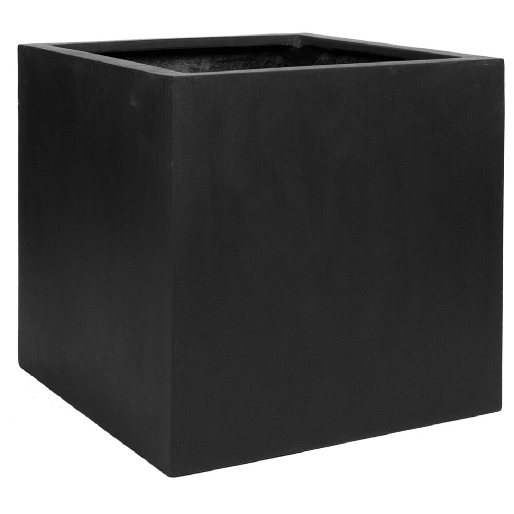 Natural Block Square Planter Pot Indoor Outdoor Fiberstone Planter Box 16 in   Medium   16\