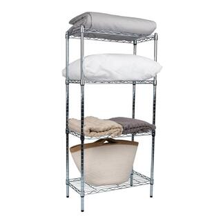 Mind Reader Silver 4-Tier Stainless Steel Wire Shelving Unit (23.62 in. W x 47.91 in. H x 11.81 in. D) 4TSHELVU-SIL