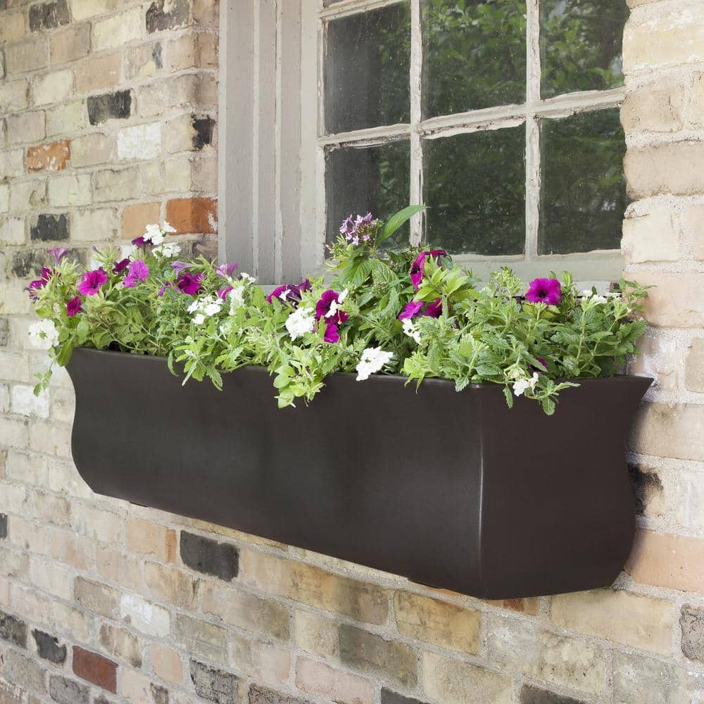 Mayne Valencia 48 in. x 10 in. Espresso Polyethylene Window Box 5872-ES