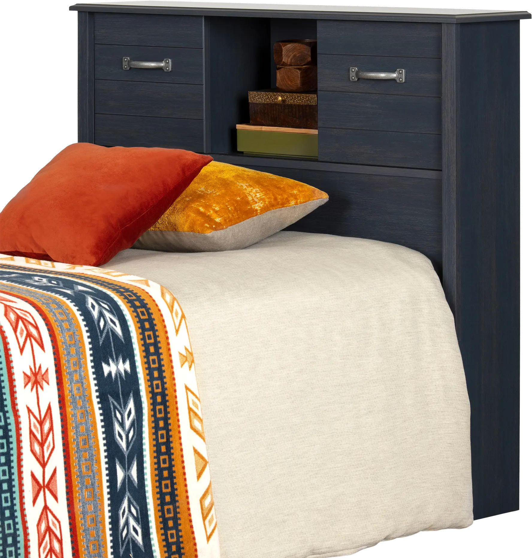 Asten Rustic Blue Twin Bookcase Headboard - South Shore