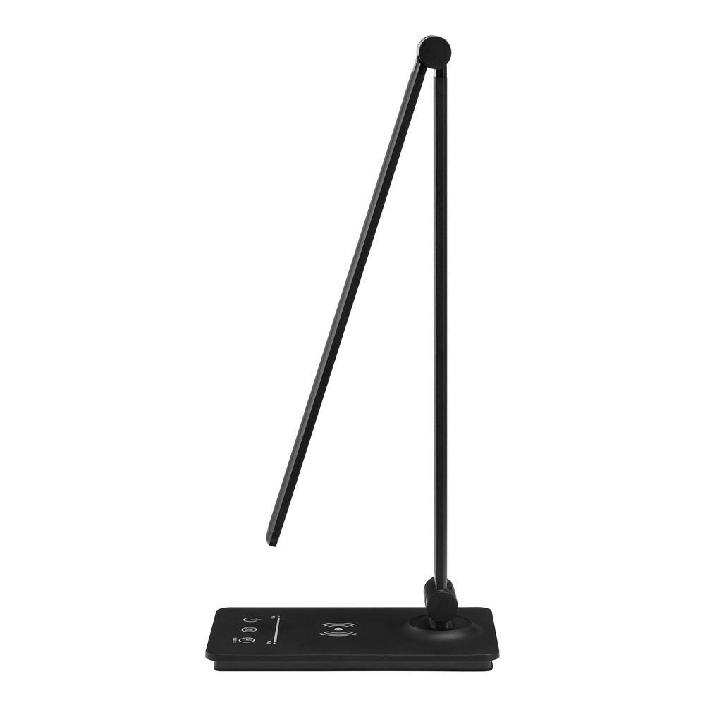 Hampton Bay 15 in. Black Wireless Charging Indoor Table Lamp with Plastic Shade LT2204304GW-BK