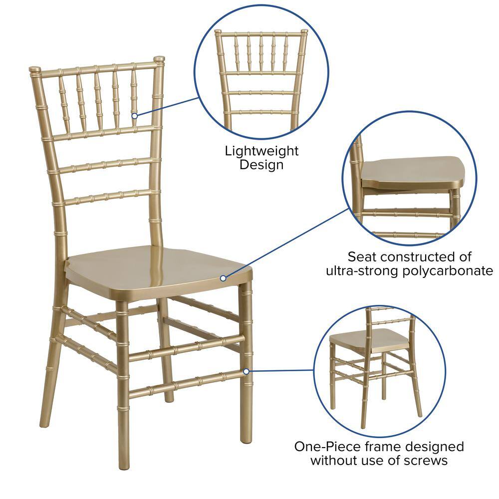 Flash Furniture Hercules Premium Series Gold Resin Stacking Chiavari Chair LEGOLD