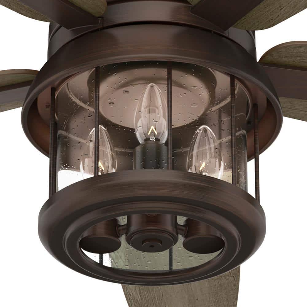 Hunter Coral Bay 52 in IndoorOutdoor Weathered Copper Ceiling Fan with Remote and Light Kit