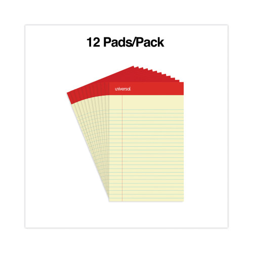 Universal Perforated Ruled Writing Pads， Narrow Rule， 5 x 8， Canary， 50 Sheets， Dozen (46200)