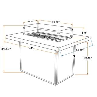 Aluminum Alloy Gray Outdoor Heating with Glass Wind Guard Fire Pit Table Outdoor Heating Fire Pit Tables XY-221-Fire