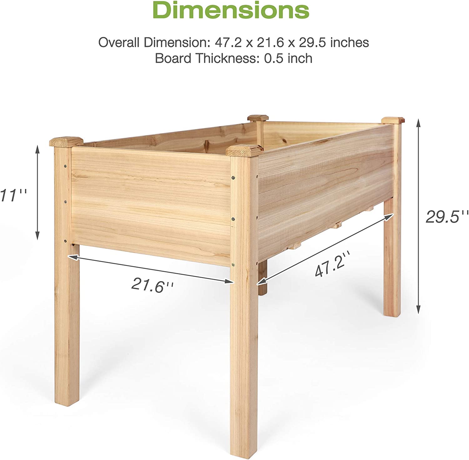 Raised Garden Bed, Wooden Raised Planter Box with Legs Outdoor Elevated Garden Bed Kit for Vegetables Flower Herb Succulents