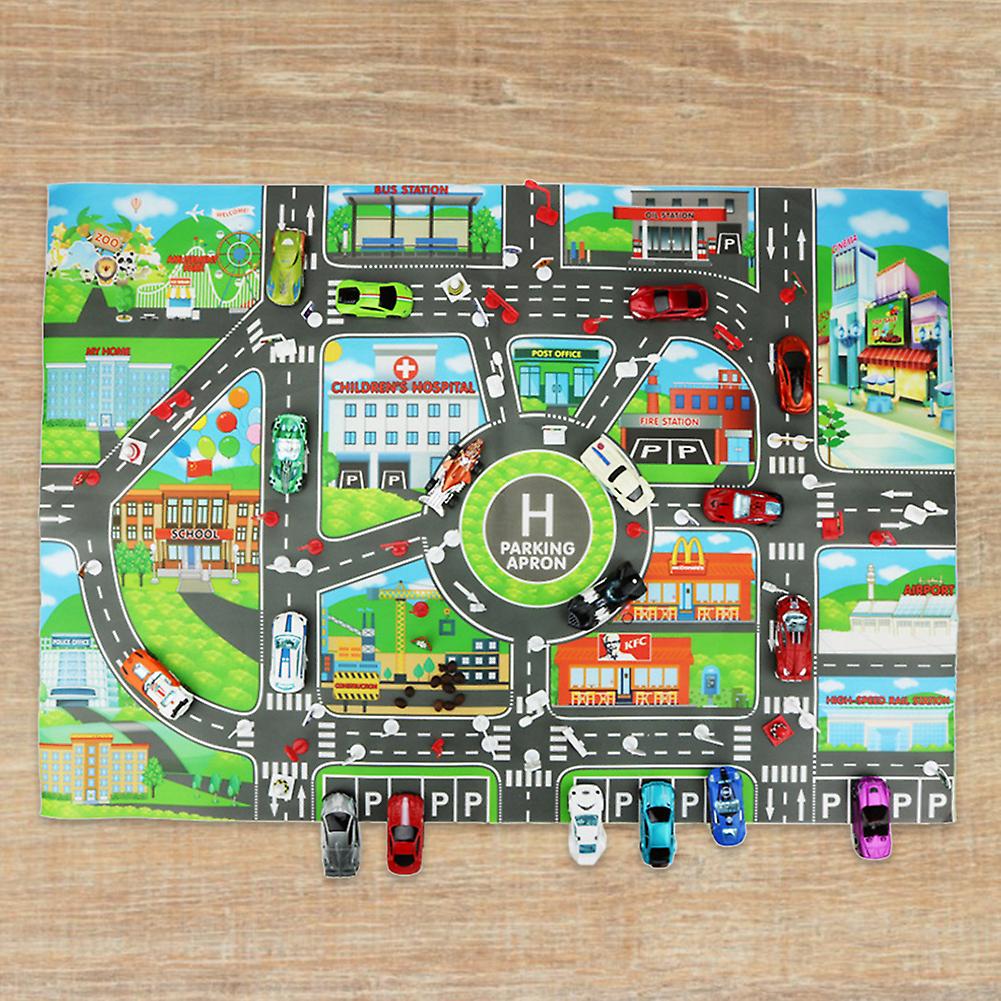 Children's Toy Car City Parking Scene Map