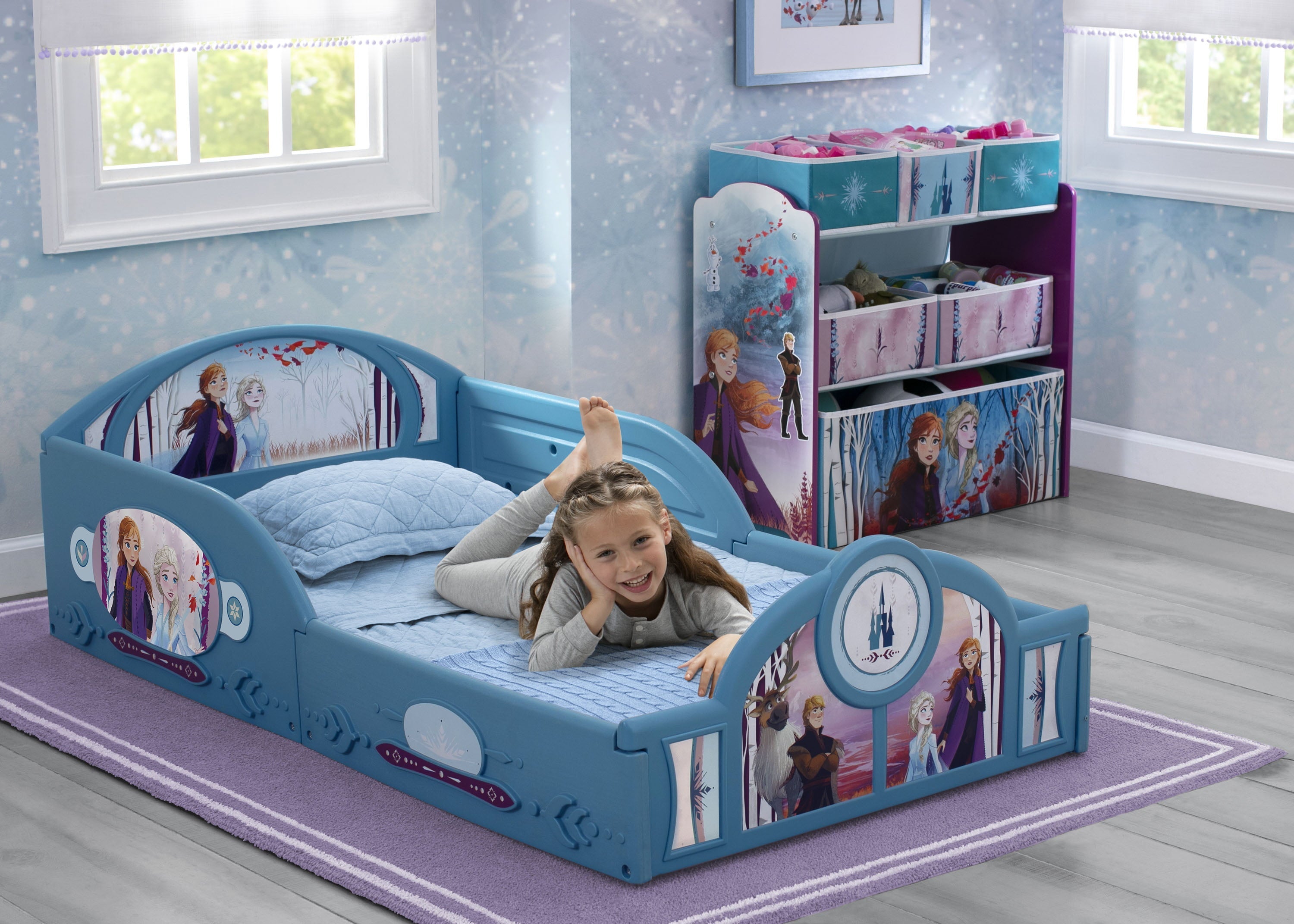 Disney Frozen II Plastic Sleep and Play Toddler Bed by Delta Children