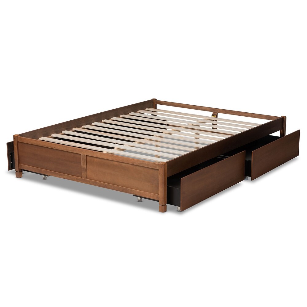 Yara Modern   Contemporary 4 Drawer Wood Storage Bed Frame(Platform)