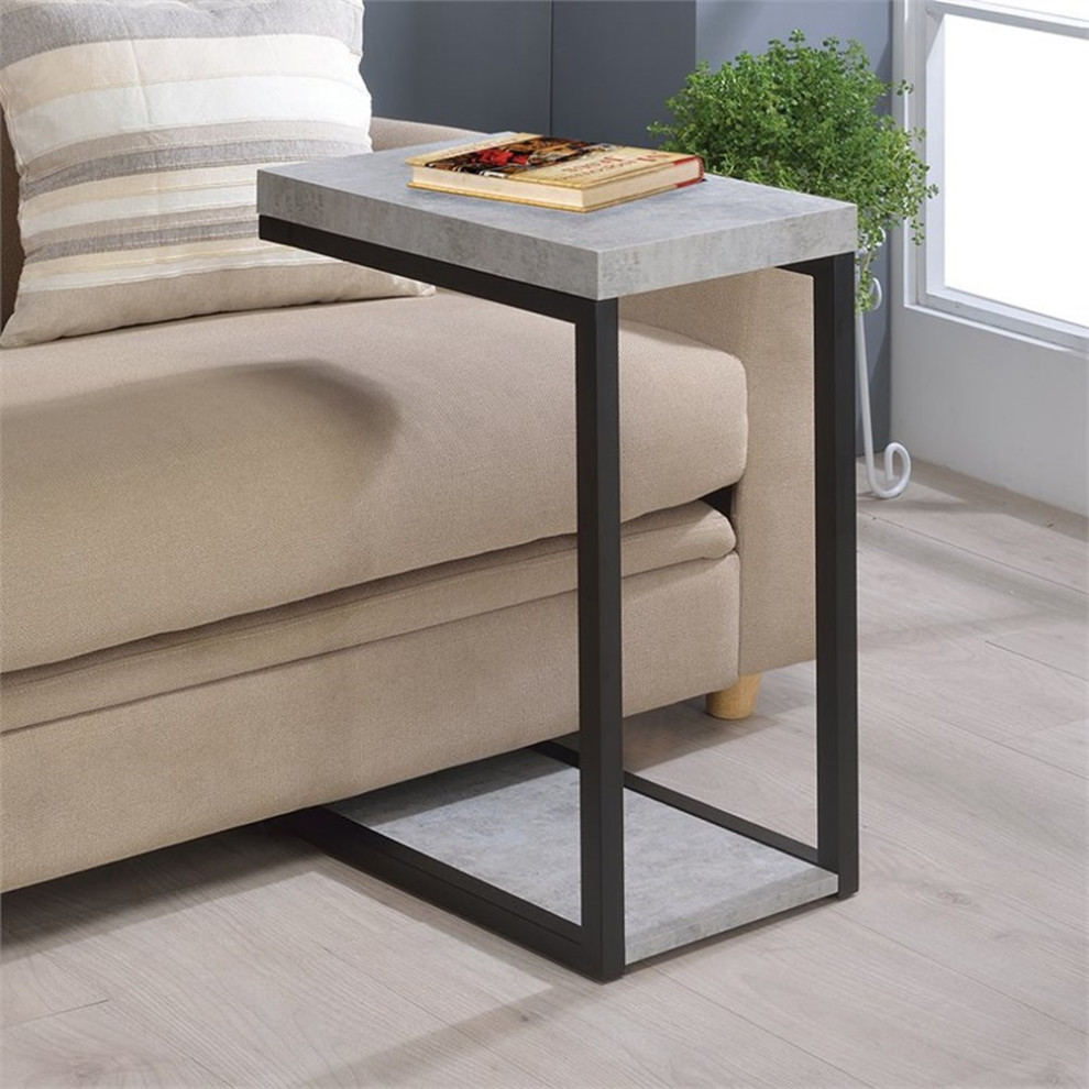 Bowery Hill Contemporary Wood End Table in Cement Gray/Black   Transitional   Side Tables And End Tables   by Homesquare  Houzz