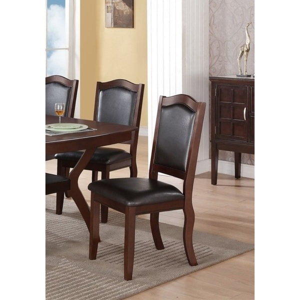 Contemporary Rubber Wood Dining Chair， Set of 2， Brown and Black