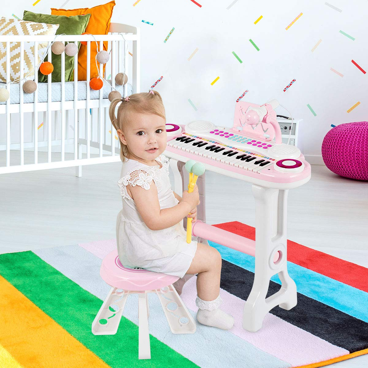 Costzon 37-Key Kids Toy Keyboard Piano with Detachable Legs, Bench, Music Score